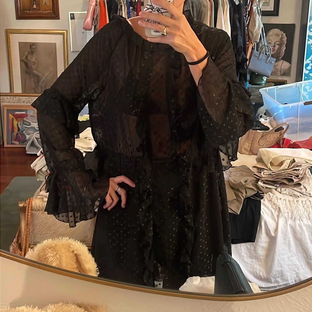 Black polka dot party dress